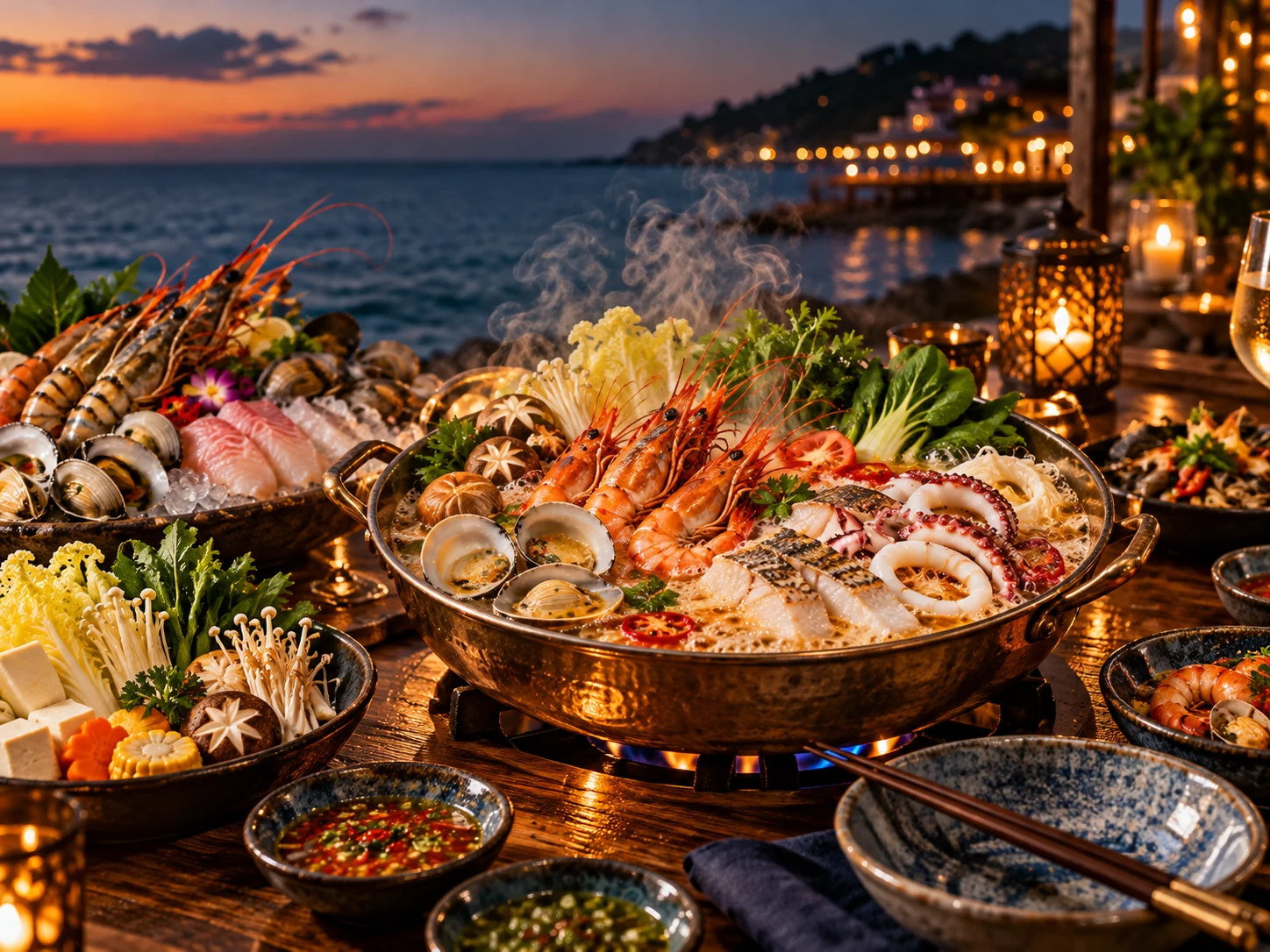 Lẩu hải sản nóng tại bàn